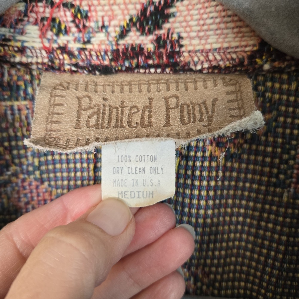 VTG Painted Pony Spring Floral Easter Nest Bumblebee Blazer Tapestry Jacket M - Picture 3 of 14